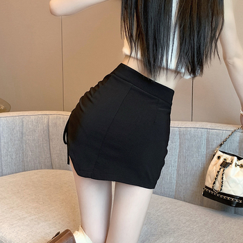 Női A-vonalú ujjatlan szoknya félmagas gallérral; pamut-poliészter keverék, rövid szoknya, nyári divat 2024