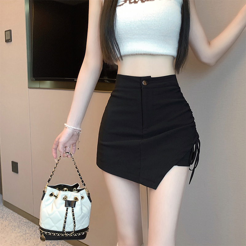 Női A-vonalú ujjatlan szoknya félmagas gallérral; pamut-poliészter keverék, rövid szoknya, nyári divat 2024