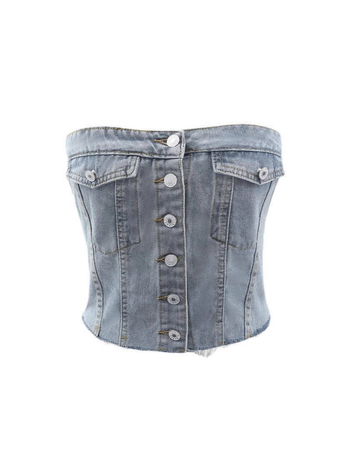 Mellkas-wrap felső, szoros szabású, vállpánt nélküli, mikroelasztikus, rendkívül rövid hosszúságú