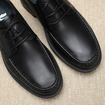 Ανδρικά χειροποίητα δερμάτινα παπούτσια, δέρμα πρώτης στρώσης, δερμάτινος πάτος, μαλακή σόλα καουτσούκ-αφρού, μυτερή μύτη, κορδόνια