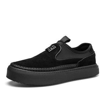 Ανδρικά loafers από γνήσιο δέρμα, slip-on, διαπνέοντα, επάνω μέρος από δέρμα πρώτης στρώσης, στρογγυλή μύτη, καουτσούκ σόλα, χαμηλό τακούνι, φθινοπωρινή χρήση