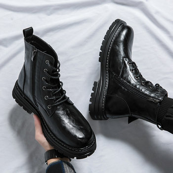 Ανδρικά Παπούτσια Υψηλού Κορνιού με PU Άνω, Σόλα Καουτσούκ, Στρογγυλή Μύτη, Επιχειρηματικό Casual