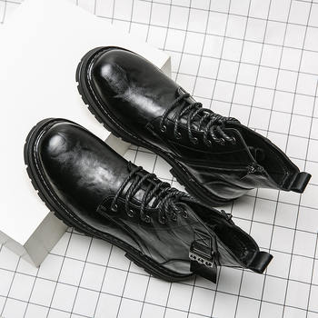 Ανδρικά Παπούτσια Υψηλού Κορνιού με PU Άνω, Σόλα Καουτσούκ, Στρογγυλή Μύτη, Επιχειρηματικό Casual