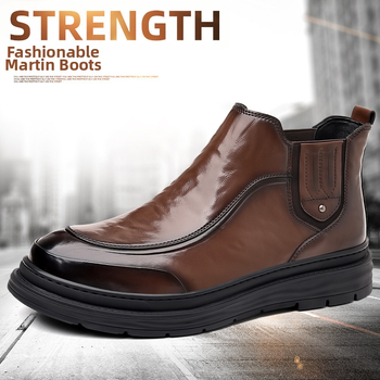 Ανδρικά κοντά δερμάτινα μποτάκια, casual Chelsea στιλ, με πάνω μέρος και σόλα από γνήσιο δέρμα, λανσαρισμένα φθινόπωρο 2024