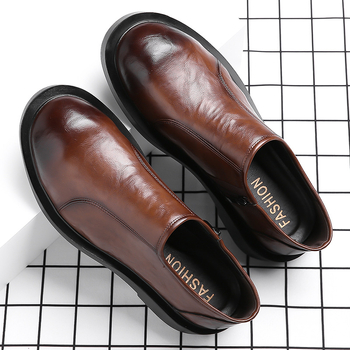 Ανδρικά δερμάτινα casual παπούτσια – Επάνω μέρος από δέρμα, Στρογγυλή μύτη, Αεριζόμενα, PU εσωτερικός πάτος, Καουτσούκ σόλα