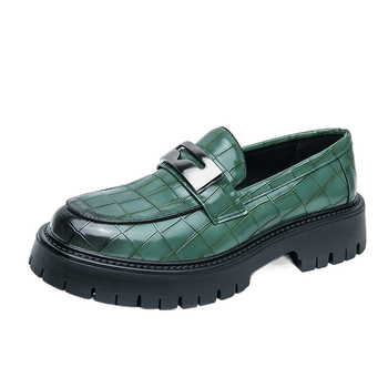 Ανδρικοί δερμάτινοι loafers με παχιά σόλα, slip-on, PU επάνω, καουτσούκ σόλα, ελαστικό κλείσιμο, στρογγυλή μύτη