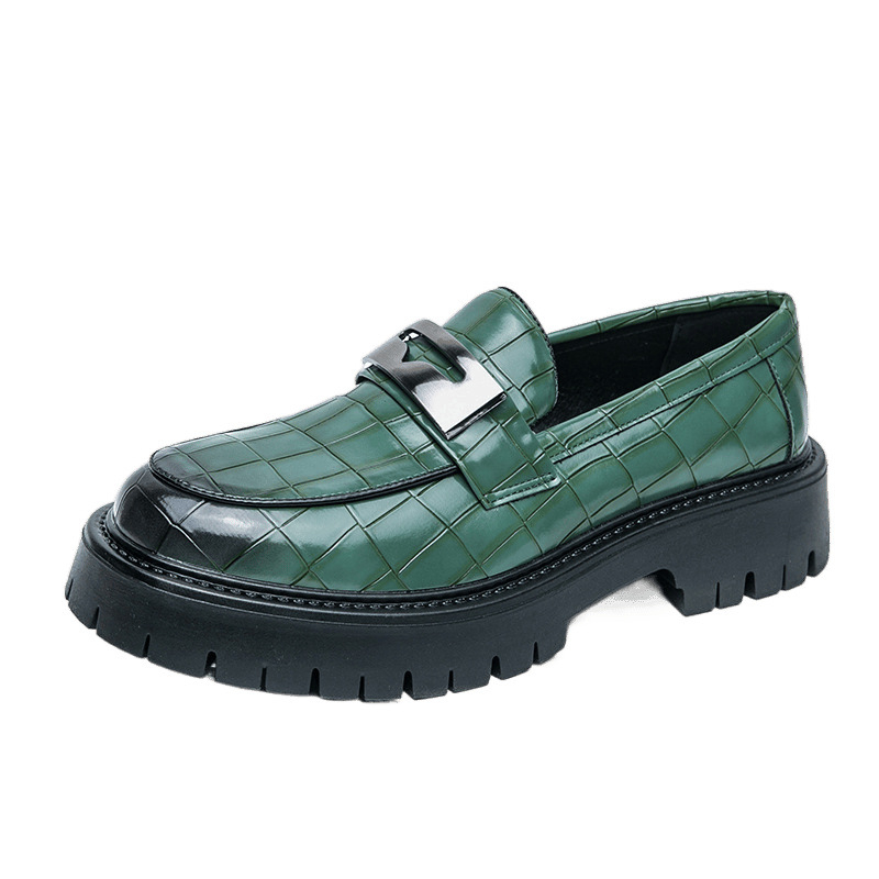 Muški kožni loaferi s debelim potplatom, slip-on, PU gornji dio, gumena potplata, elastično zatvaranje, okrugli vrh