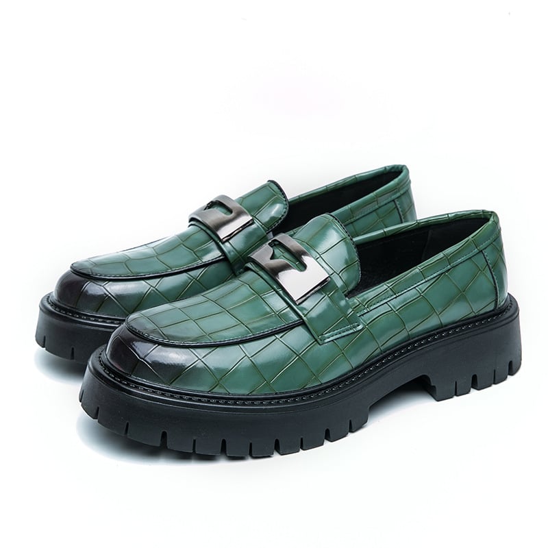Muški kožni loaferi s debelim potplatom, slip-on, PU gornji dio, gumena potplata, elastično zatvaranje, okrugli vrh