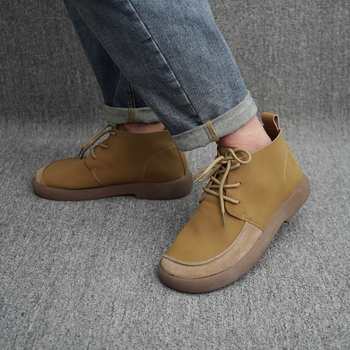 Martin μποτάκια για άνδρες, γνήσιο δέρμα επάνω, εσωτερικό από δέρμα αγελάδας, σόλα καουτσούκ, ψηλός άξονας