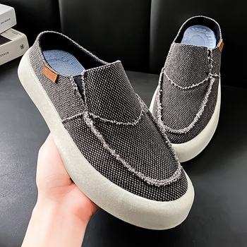 Ανδρικά slip-on lazy παπούτσια, στρογγυλή μύτη, καουτσούκ σόλα, PU πάτος, καλοκαιρινά casual