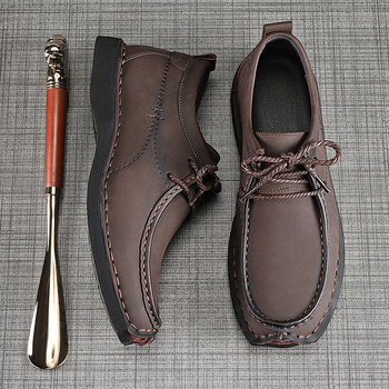 Ανδρικά παπούτσια εργασίας με εσωτερική αύξηση ύψους, επάνω μέρος από δέρμα βοείου, αντιολισθητική σόλα, απορρόφηση κραδασμών, χαμηλό τακούνι 1-3 cm