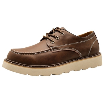 Ανδρικά δερμάτινα χαμηλού ύψους παπούτσια, διπλού στρώματος δέρμα αγελάδας, αντιολισθητική σόλα από καουτσούκ, μεσαίο ύψος τακουνιού 3–5 cm, εξωτερικού χώρου