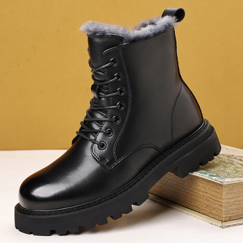 Ανδρικά χειμερινά μποτάκια, ψηλά, επάνω μέρος από γνήσιο δέρμα, δέρμα βοδιού, σε στυλ Μάρτιν