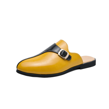 Ανδρικά loafers από PU δέρμα με δερμάτινο καπάκι δακτύλου, χαμηλό πάνω μέρος, ελαστικό κλείσιμο, καουτσούκ σόλα