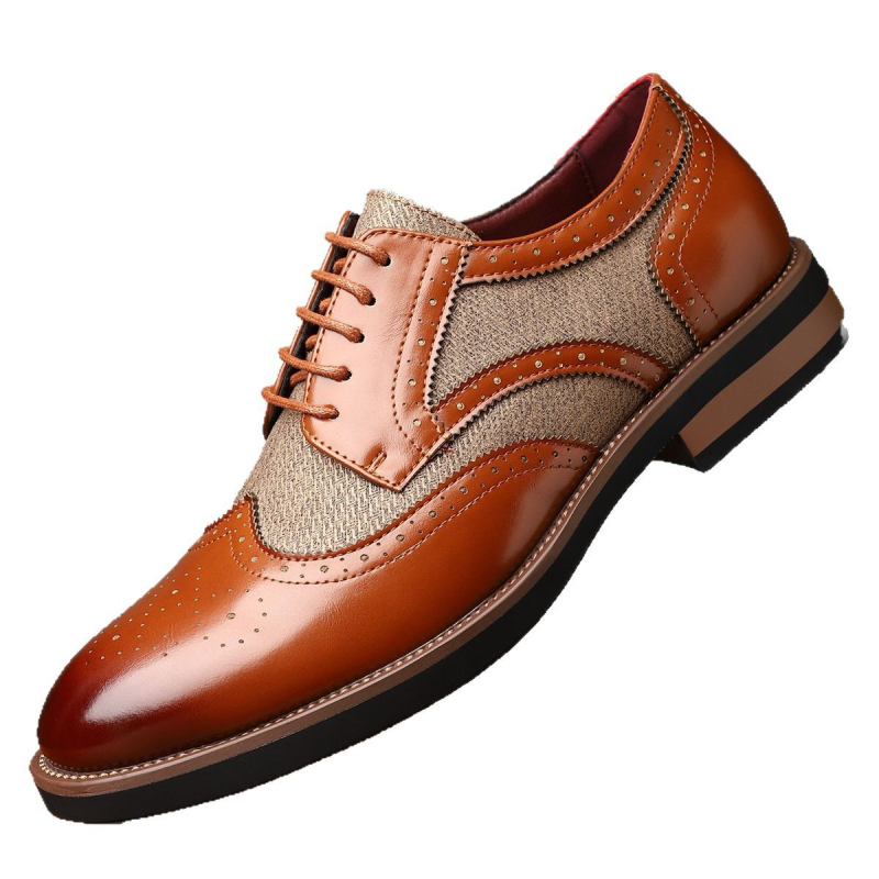 Pantofi brogue din piele pentru bărbați, stil britanic, confortabili și respirabili, căptușeală din blană de iepure, cu șireturi