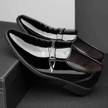 Ανδρικά Δερμάτινα Παπούτσια για Επιχειρηματικό Στυλ, PU Άνω, Καουτσούκ Σόλα, Χαμηλός Σχεδιασμός, Δερμάτινο Καπάκι Δακτύλων