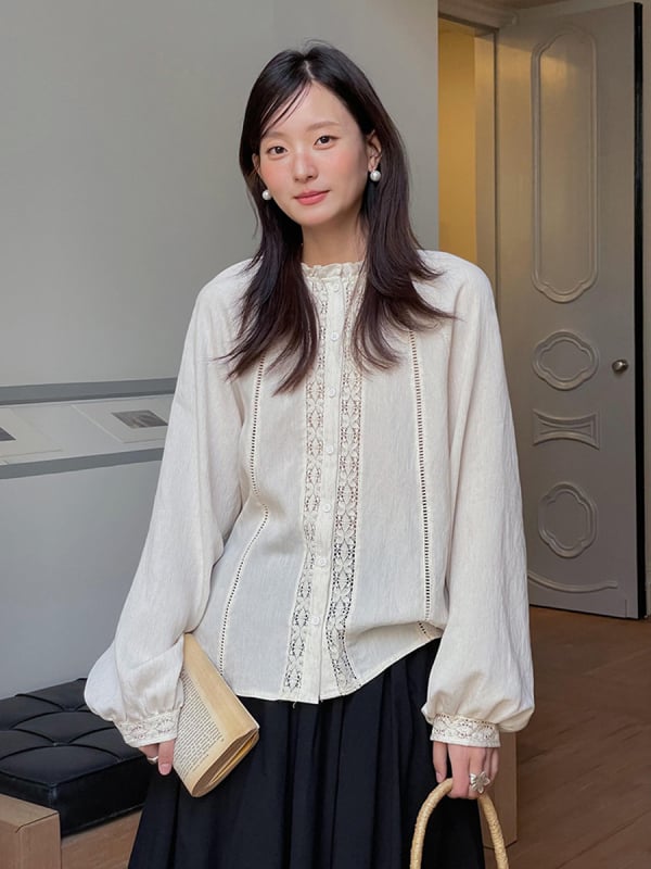 Γυναικείο πουκάμισο σε στυλ καρντιγκαν, βαμβάκι, βασικό ύφασμα 50–70%, σχέδιο color-block, μακριά μανίκια, άνοιξη 2025