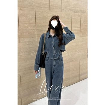 Γυναικείο παντελονο-κοστούμι – αστικός κομψός ρετρό βαμβακερός συνδυασμός; άνοιξη 2025; 95%+ βαμβάκι; μακριά Feifei μανίκια