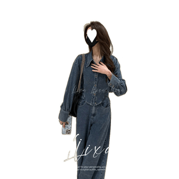 Γυναικείο παντελονο-κοστούμι – αστικός κομψός ρετρό βαμβακερός συνδυασμός; άνοιξη 2025; 95%+ βαμβάκι; μακριά Feifei μανίκια