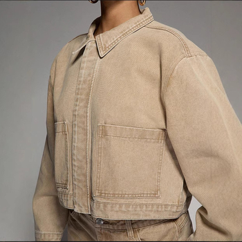 Γυναικείο τζιν μπουφάν με γιακά πέτο, μακριά μανίκια, κλείσιμο με ένα κουμπί, ρετρό έμπνευση, Άνοιξη 2025