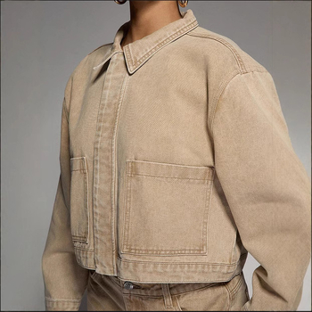 Γυναικείο τζιν μπουφάν με γιακά πέτο, μακριά μανίκια, κλείσιμο με ένα κουμπί, ρετρό έμπνευση, Άνοιξη 2025