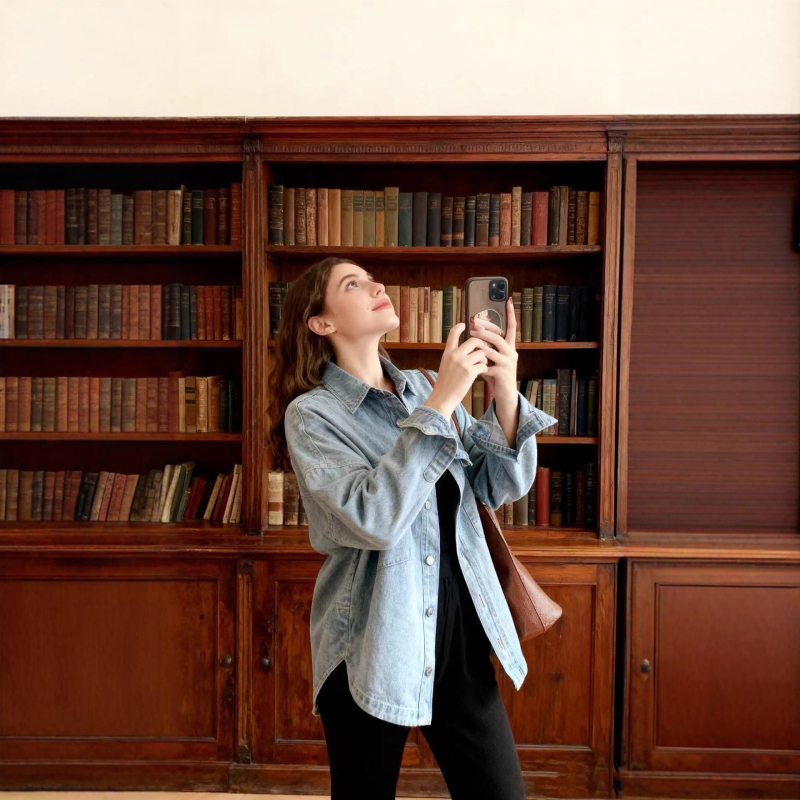 Džinsinė striukė mieste stiliaus, laisvas kirpimas, ilgomis rankovėmis, polo apykaklė