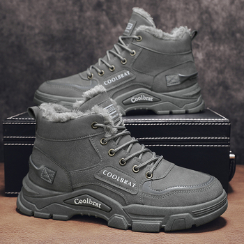 Ανδρικά χειμερινά μποτάκια Μάρτιν — επένδυση φλίς, επάνω μέρος από συνθετικό δέρμα, καουτσούκ σόλα, κορδόνια, στρογγυλή μύτη