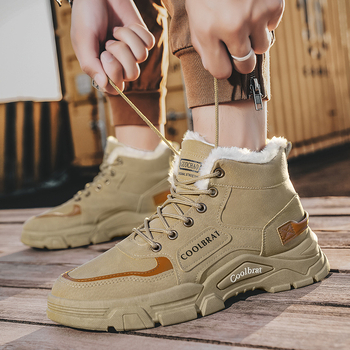 Ανδρικά χειμερινά μποτάκια Μάρτιν — επένδυση φλίς, επάνω μέρος από συνθετικό δέρμα, καουτσούκ σόλα, κορδόνια, στρογγυλή μύτη