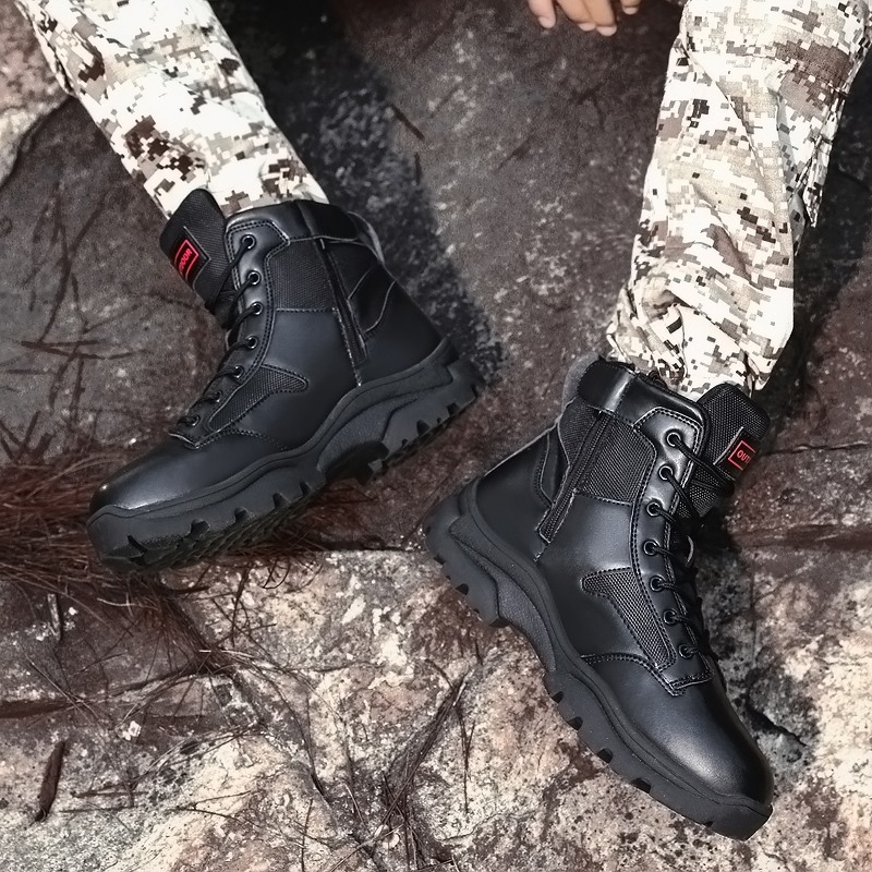 Ανδρικά ψηλά μποτάκια εργασίας από δέρμα πρώτης ποιότητας (A09) — για ακραίες προκλήσεις, ορειβασία και αυτοάμυνα