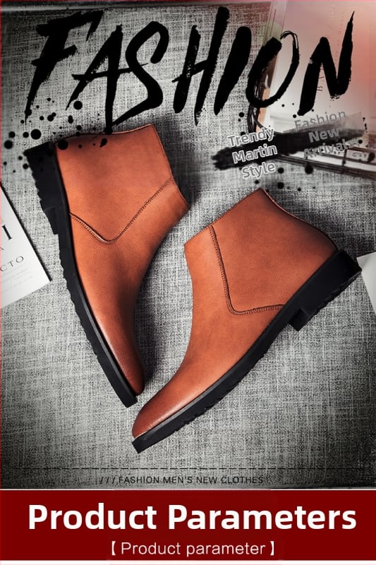 Ανδρικά μποτάκια Chelsea με αυξητικό σχέδιο ύψους, αδιάβροχα, αντιολισθητικά, πλαϊνό φερμουάρ, μεσαίο τακούνι 3–5 cm