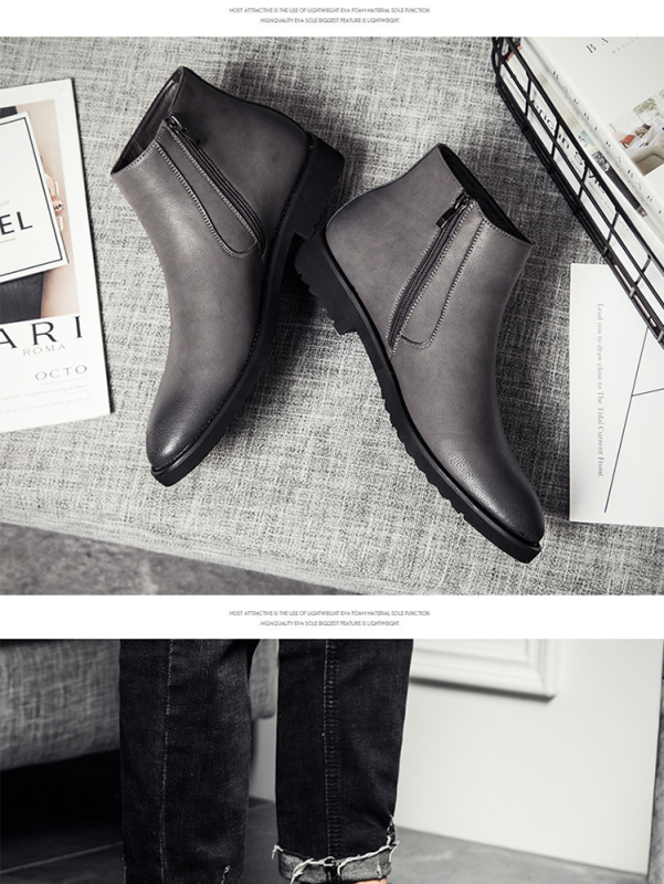 Ανδρικά μποτάκια Chelsea με αυξητικό σχέδιο ύψους, αδιάβροχα, αντιολισθητικά, πλαϊνό φερμουάρ, μεσαίο τακούνι 3–5 cm