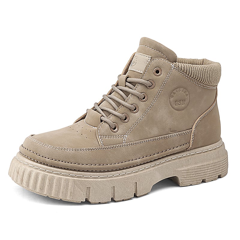 Férfi Martin csizmák Mid-top, brit retro stílus, lélegző műbőr felsőrész, gumi talp, fűzők, mindennapi munka cipő