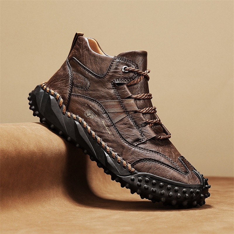 Martin μποτάκια για άνδρες, υψηλά για χειμώνα και εξωτερικούς χώρους, microfiber δέρμα επάνω μέρος, σόλα από καουτσούκ, στρογγυλό δάχτυλο, PU πάτος