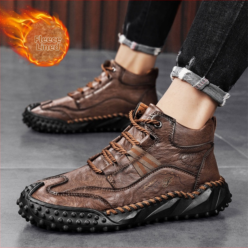 Martin ботуши за мъже, високи зимни за outdoor, микрофибърна горна част, гумена подметка, кръгъл нос