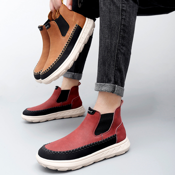 Μποτάκια Μαρτίν, υψηλά, πάνω μέρος από δέρμα αγελάδας, σόλα από καουτσούκ, αναπνέουσα επένδυση, κατάλληλα για τον χειμώνα