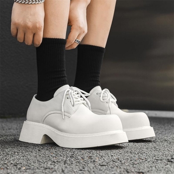 Ανδρικά ντέρμπι παπούτσια με πλατφόρμα αυξήσεως ύψους, δερμάτινα casual παπούτσια σε βρετανικό στυλ, καουτσούκ σόλα