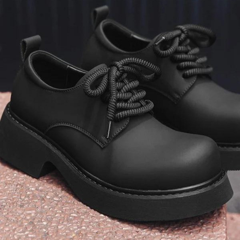 Muške derby cipele s platformom za povećanje visine, kožne casual cipele u britanskom stilu, gumena potplata