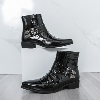 Ανδρικά μποτάκια Chelsea, PU επάνω μέρος, καουτσούκ σόλα, μεσαίο ύψος, στρογγυλός δάκτυλος