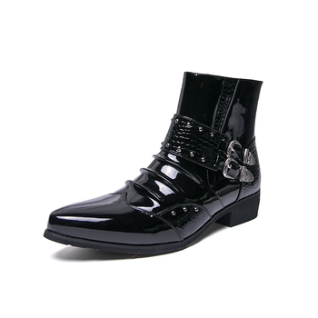 Ανδρικά μποτάκια Chelsea, PU επάνω μέρος, καουτσούκ σόλα, μεσαίο ύψος, στρογγυλός δάκτυλος