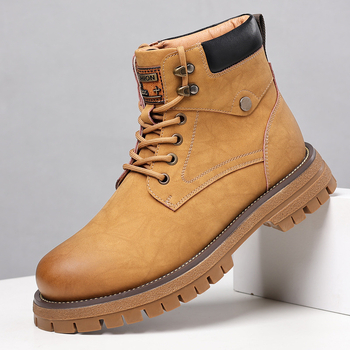 Αντρικά μποτάκια Martin, ρετρό βρετανικού στυλ για χειμώνα, γνήσιο δέρμα επάνω, σόλα καουτσούκ, επένδυση γούνας τεχνητής, αδιάβροτα, αντιολισθητικά (Γνήσιο δέρμα επάνω; Καουτσούκ σόλα; Επένδυση γούνα τεχνητή; Αδιάβροτα; Αντιολισθητικά)