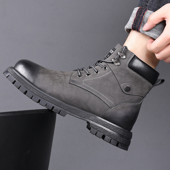 Αντρικά μποτάκια Martin, ρετρό βρετανικού στυλ για χειμώνα, γνήσιο δέρμα επάνω, σόλα καουτσούκ, επένδυση γούνας τεχνητής, αδιάβροτα, αντιολισθητικά (Γνήσιο δέρμα επάνω; Καουτσούκ σόλα; Επένδυση γούνα τεχνητή; Αδιάβροτα; Αντιολισθητικά)