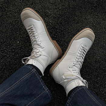 Μποτάκια Μάρτιν υψηλού ύψους, βρετανικού στυλ, επάνω PU, καουτσούκ σόλα, χαμηλό τακούνι 1–3 cm