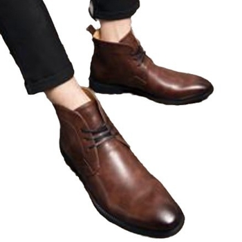 Ανδρικά μποτάκια Martin – δέρμα αγελάδας, μεσαίου ύψους, κορδόνια, μυτερή μύτη, καουτσούκ σόλα