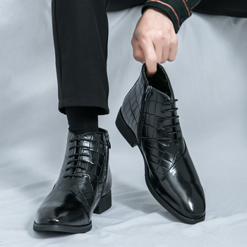 Ανδρικά μποτάκια Martin, υψηλό επάνω μέρος, μεσαίο ύψος άνω τμήμα, στρογγυλή μύτη, καουτσούκ σόλα, δερμάτινη επένδυση, vintage Chelsea στυλ, Φθινόπωρο 2024