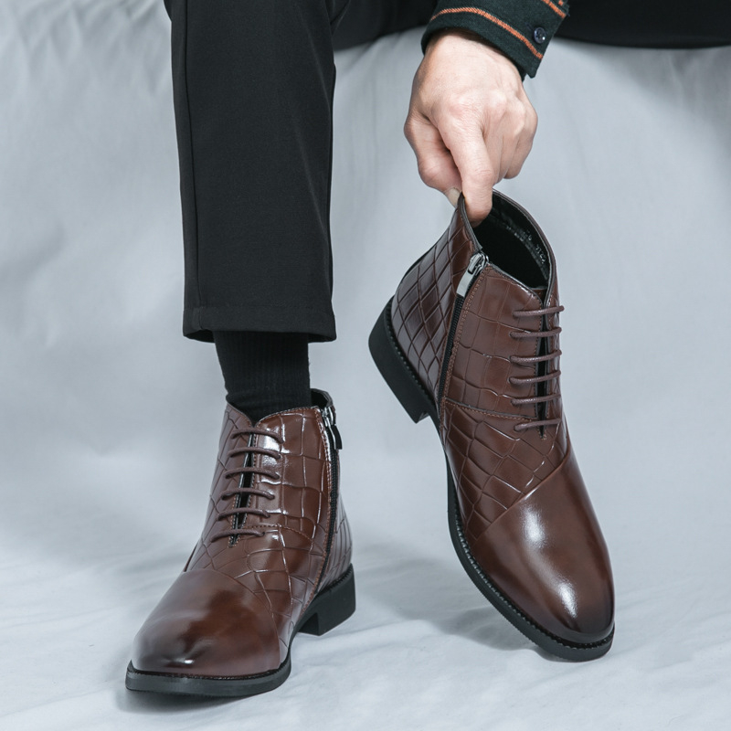 Ανδρικά μποτάκια Martin, υψηλό επάνω μέρος, μεσαίο ύψος άνω τμήμα, στρογγυλή μύτη, καουτσούκ σόλα, δερμάτινη επένδυση, vintage Chelsea στυλ, Φθινόπωρο 2024