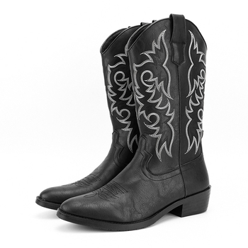 Hímzett cowboy csizma, vintage több színű, hegyes orr, nyugati retro stílus (Felső rész: PU; Talp: gumi; Hegyes orr; Sarokmagasság: 1–3 cm)