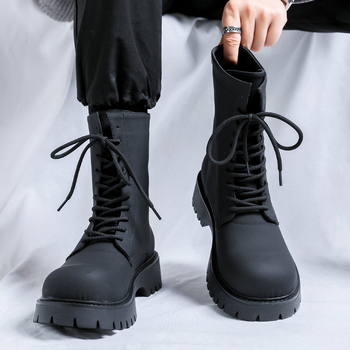 Muške Martin čizme, visok gornji dio, gornji dio od mikrovlakana, gumena potplat, protuklizno, debeli petu