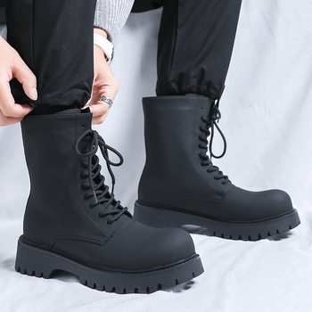 Muške Martin čizme, visok gornji dio, gornji dio od mikrovlakana, gumena potplat, protuklizno, debeli petu