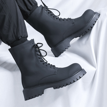 Muške Martin čizme, visok gornji dio, gornji dio od mikrovlakana, gumena potplat, protuklizno, debeli petu