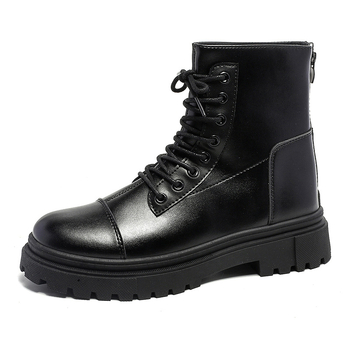 Martin boots мъжки кожени високи ботуши в британски стил за мотоциклети, ежедневни (Горна част: изкуствен PU; Подметка: гума; Форма на пръста: кръгла; Нисък ток: 1–3 см; Вътрешна част: микрофибър)